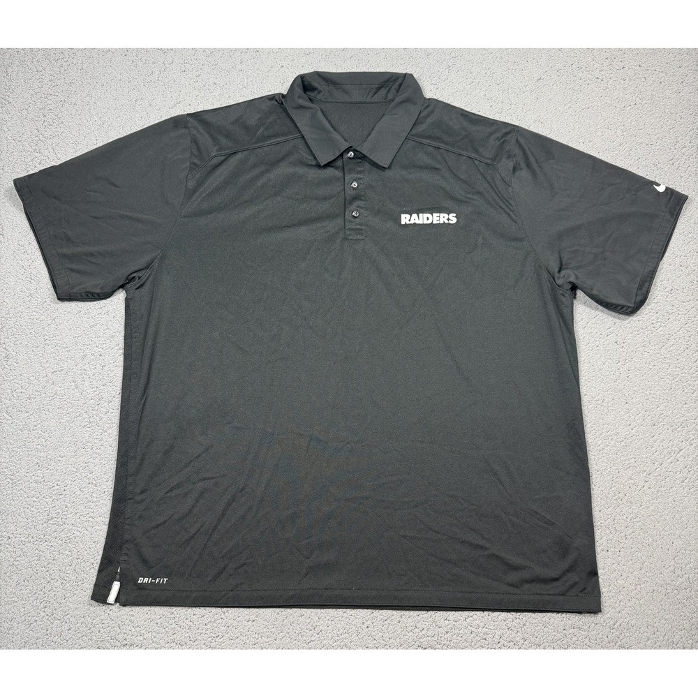 Nike Raiders Polo Shirt Mens 2XL Black NFL Football Dri Fit Performance